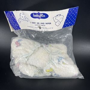 Vintage Babykin 1 Terry Bib And Wiper for Baby Chick Duck Print NOS SEALED
